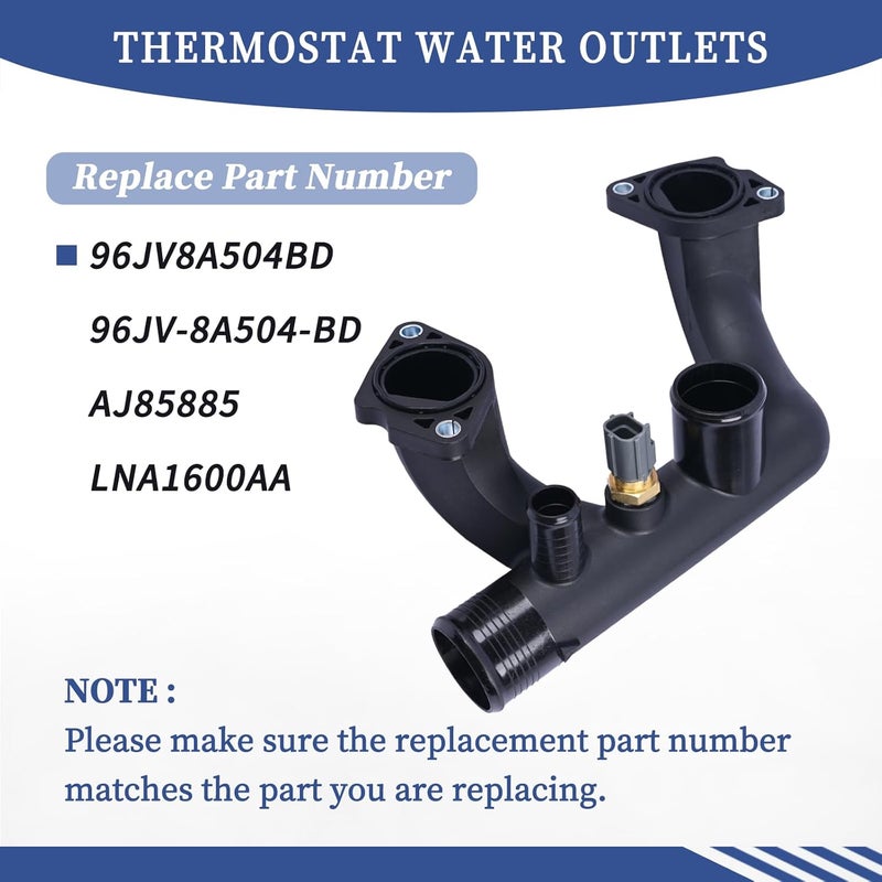 Getfarway Engine Coolant Outlet Pipe With Sensor 96JV8A504BD Compatible with Jaguar XK8 XJ8 XJR Vanden Plas 1997-2002 Replace AJ85885 LNA1600AA Thermostat Cover Outlet Pipe w/Sensor - Image 3